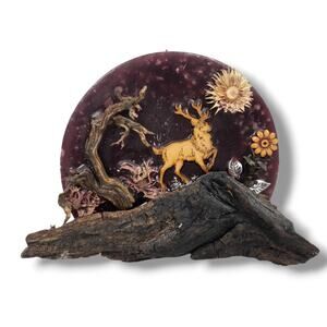 Real Pressed Flower Candle Botanical Wilderness Wood Scenic Deer Night Scene